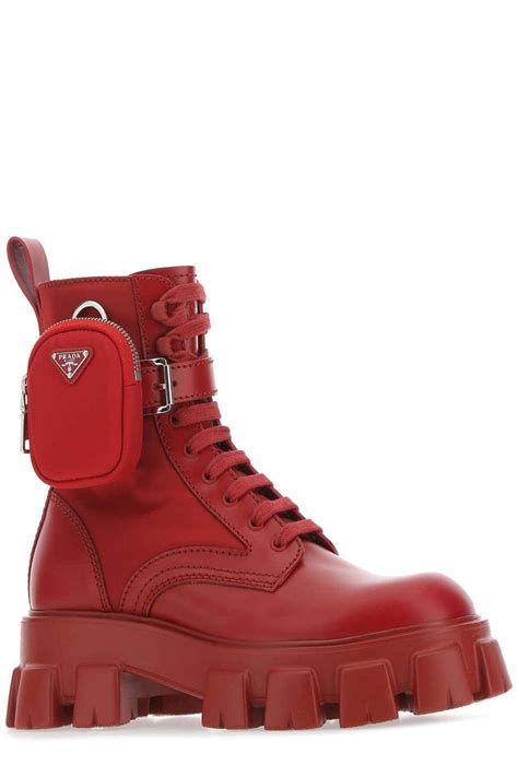 prada red wedge boots|Prada combat boots sale.